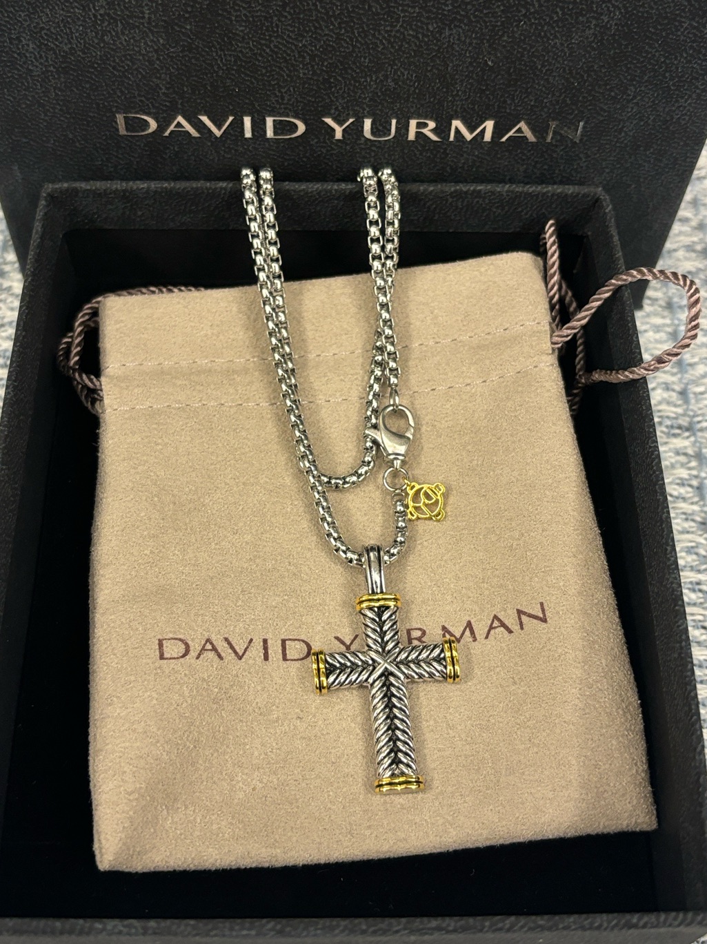 David Yurman Two-Tone Silver Cross Pendant Necklace - Women's Jewelry